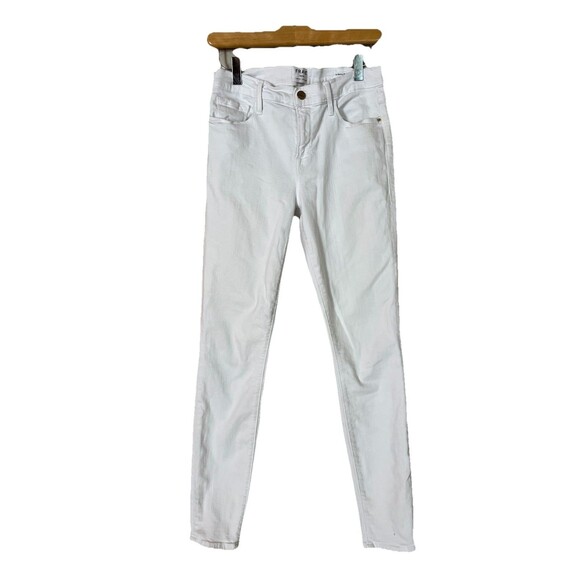 FRAME Denim - Frame White Stretch Mid Rise Skinny Jeans, Size 27, Le Skinny de‎ Jeanne